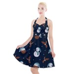 Santa Snowman Halter Party Swing Dress 