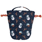 Santa Snowman Drawstring Bucket Bag