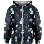 Santa Snowman Kids  Zipper Hoodie Without Drawstring