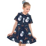 Santa Snowman Kids  Short Sleeve Shirt Dress