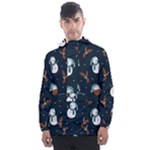 Santa Snowman Men s Front Pocket Pullover Windbreaker