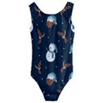 Santa Snowman Kids  Cut-Out Back One Piece Swimsuit
