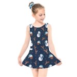 Santa Snowman Kids  Skater Dress Swimsuit
