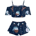 Santa Snowman Kids  Off Shoulder Skirt Bikini