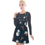 Santa Snowman Plunge Pinafore Velour Dress