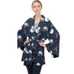 Santa Snowman Long Sleeve Velvet Kimono 