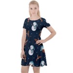Santa Snowman Cap Sleeve Velour Dress 