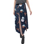Santa Snowman Velour Split Maxi Skirt