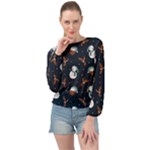 Santa Snowman Banded Bottom Chiffon Top