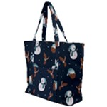 Santa Snowman Zip Up Canvas Bag