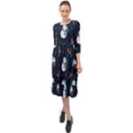 Santa Snowman Ruffle End Midi Chiffon Dress