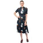 Santa Snowman Keyhole Neckline Chiffon Dress