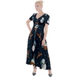 Santa Snowman Button Up Short Sleeve Maxi Dress