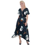 Santa Snowman Cross Front Sharkbite Hem Maxi Dress