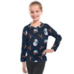Santa Snowman Kids  Long Mesh T-Shirt