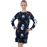 Santa Snowman Long Sleeve Hoodie Dress