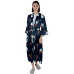 Santa Snowman Maxi Satin Kimono