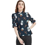 Santa Snowman Frill Neck Blouse