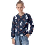 Santa Snowman Kids  Long Sleeve T-Shirt with Frill 