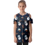 Santa Snowman Fold Over Open Sleeve Top