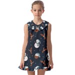 Santa Snowman Kids  Pilgrim Collar Ruffle Hem Dress