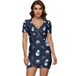 Santa Snowman Low Cut Cap Sleeve Mini Dress