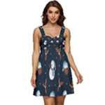 Santa Snowman Ruffle Strap Babydoll Chiffon Dress