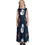 Santa Snowman Kids  Satin Sleeveless Maxi Dress