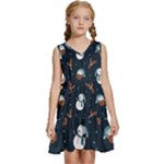 Santa Snowman Kids  Sleeveless Tiered Mini Dress