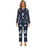 Santa Snowman Womens  Long Sleeve Lightweight Pajamas Set