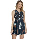 Santa Snowman Sleeveless High Waist Mini Dress