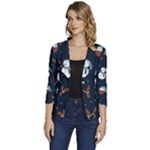 Santa Snowman Women s One-Button 3/4 Sleeve Short Jacket
