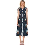 Santa Snowman V-Neck Drawstring Shoulder Sleeveless Maxi Dress