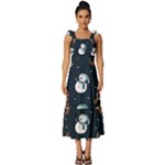 Santa Snowman Tie-Strap Tiered Midi Chiffon Dress