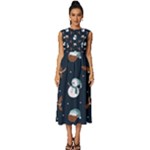 Santa Snowman Sleeveless Round Neck Midi Dress