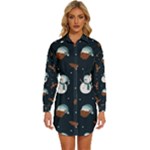 Santa Snowman Womens Long Sleeve Shirt Dress