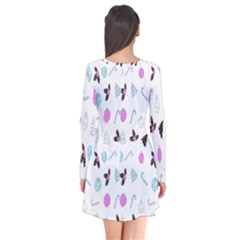 Long Sleeve V-neck Flare Dress 