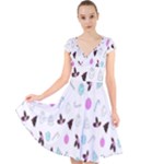 It`s Christmas Outside!   Cap Sleeve Front Wrap Midi Dress