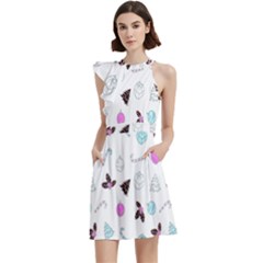 Cocktail Party Halter Sleeveless Dress With Pockets 