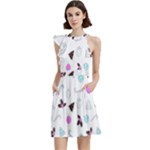 It`s Christmas Outside!   Cocktail Party Halter Sleeveless Dress With Pockets