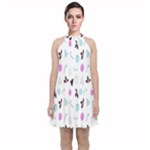 It`s Christmas Outside!   Velvet Halter Neckline Dress 