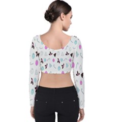 Velvet Long Sleeve Crop Top 