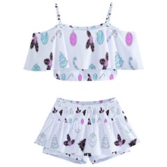 Kids  Off Shoulder Skirt Bikini 