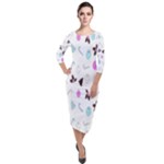 It`s Christmas Outside!   Quarter Sleeve Midi Velour Bodycon Dress