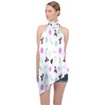 It`s Christmas Outside!   Halter Asymmetric Satin Top