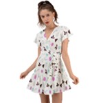 It`s Christmas Outside!   Flutter Sleeve Wrap Dress