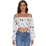 It`s Christmas Outside!   Long Sleeve Crinkled Weave Crop Top
