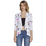 It`s Christmas Outside!   Women s 3/4 Sleeve Ruffle Edge Open Front Jacket