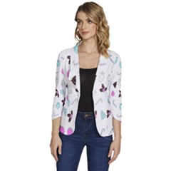 Women s One-Button 3/4 Sleeve Short Jacket 
