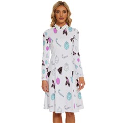 Long Sleeve Shirt Collar A-Line Dress 